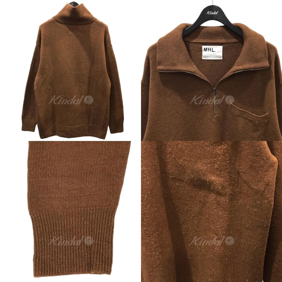 値下げ】MHL． ハーフジップニットセーター DRY WOOL LINEN ドライ 
