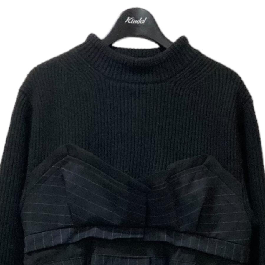 sacai サカイ Wool Knit × Chalk Stripe Dress ニットドッキング 