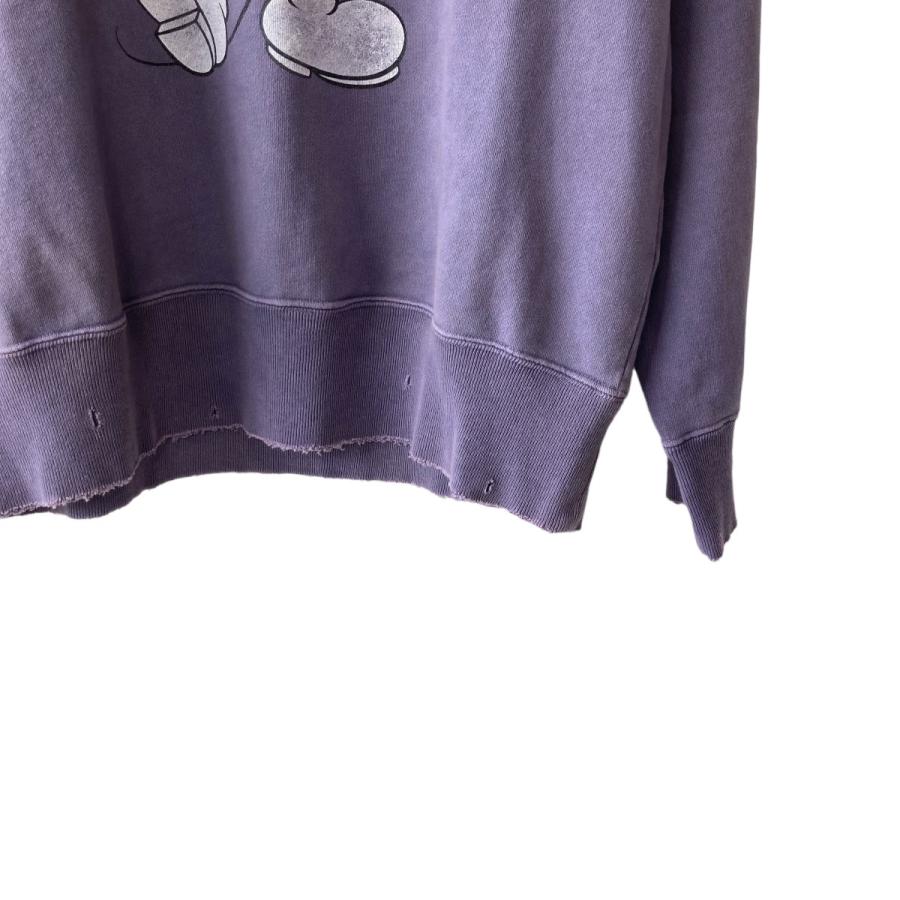 値下げ】ANCELLM MICKEY PRINT DAMAGE SWEAT SHIRT ANC-GRN02 パープル  
