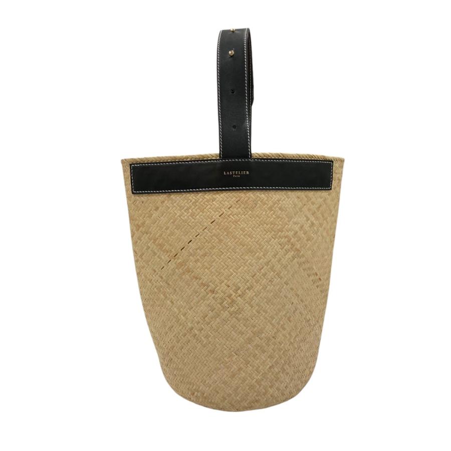 L’ARTIGIANO かごバッグ ベージュ ブラック イタリア製 L'ARTIGIANO かごバッグ ベージュ ブラック イタリア製 L
