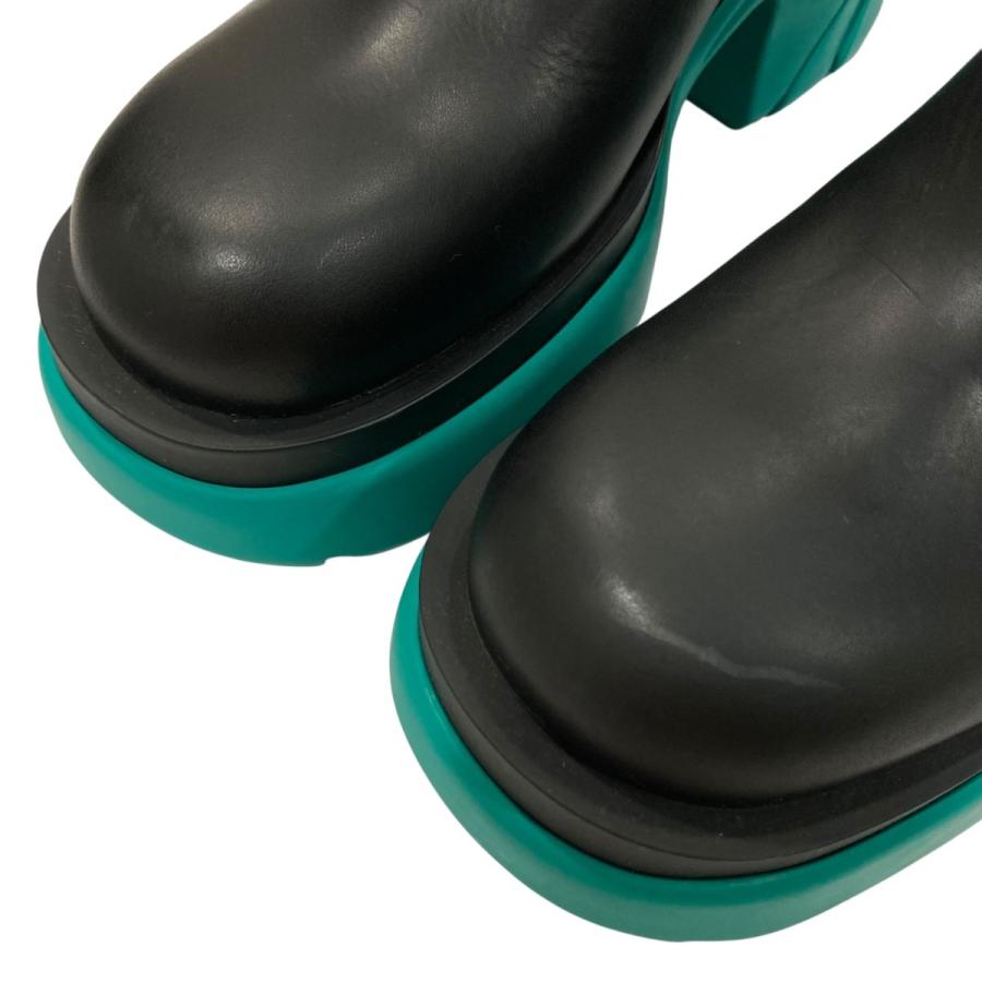 ボッテガヴェネタ BOTTEGA VENETA フラッシュレザークロッグサンダル ブラック×グリーン サイズ：39_6