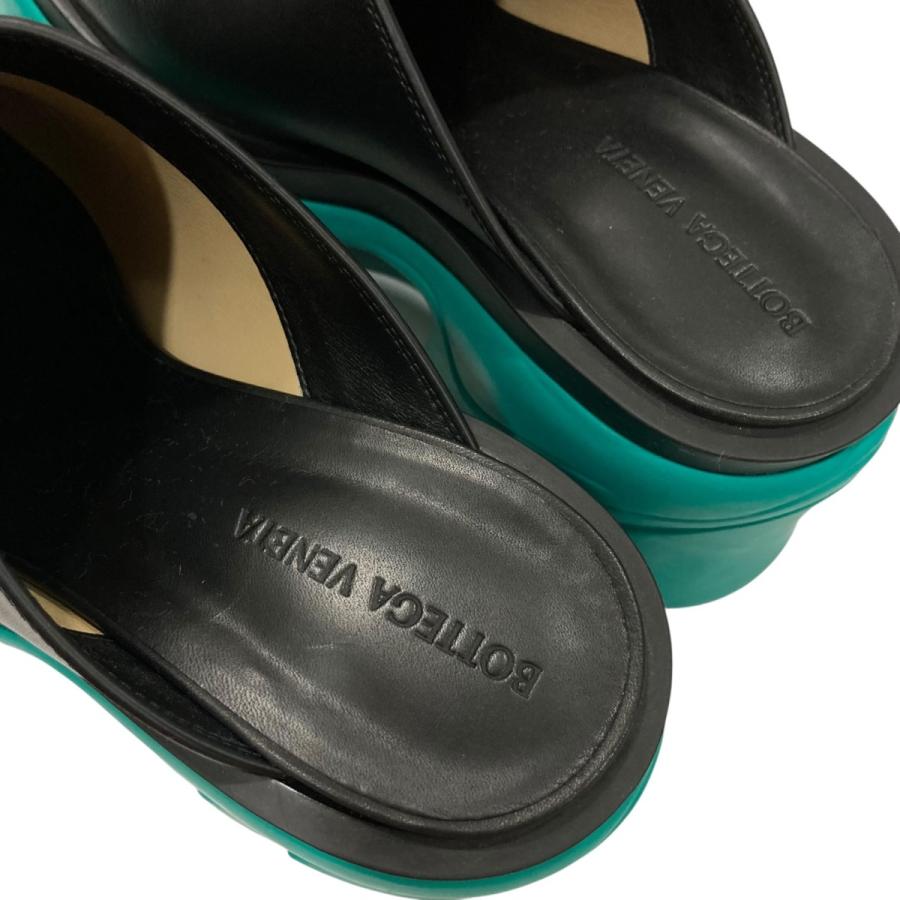 ボッテガヴェネタ BOTTEGA VENETA フラッシュレザークロッグサンダル ブラック×グリーン サイズ：39_7