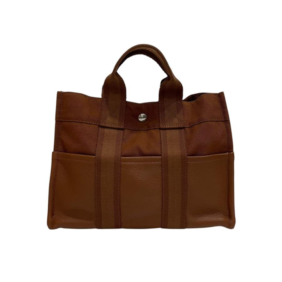 HERMES エルメス フールトゥPM ハーフレザー ハンドバッグ ブラウン 
