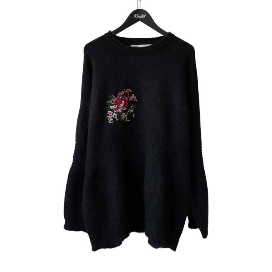 トップス DAIRIKU 21AW flower knit DAIRIKU（ダイリク） DAIRIKU Flower Cross Embroidery Border Knit
