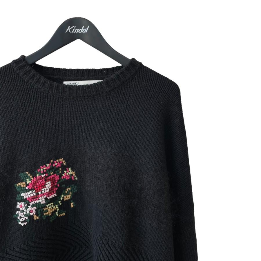 DAIRIKU（ダイリク） DAIRIKU Flower Cross Embroidery Border Knit