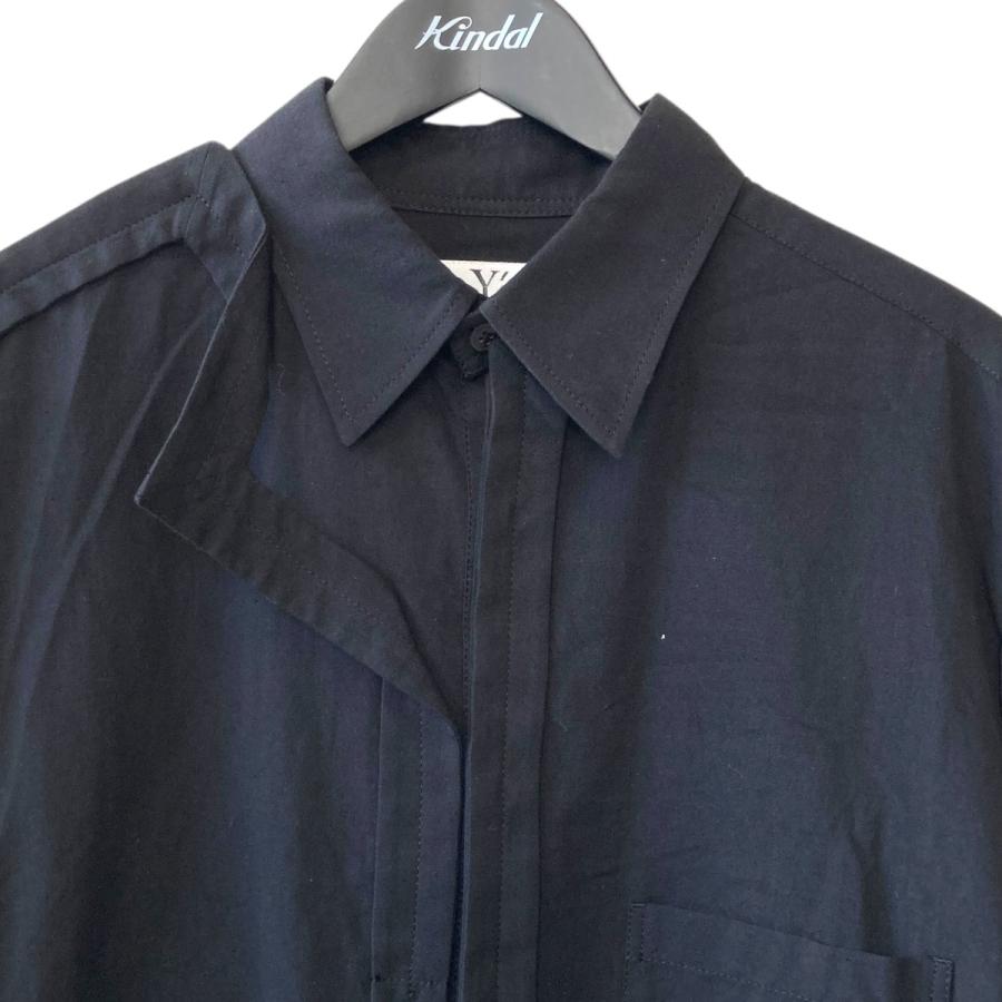 【2回着クリーニング済】Y's ブラック 長袖シャツ Y's（ワイズ） Y's KHADI TAPE SNAP SHIRT 長袖シャツ YH-B82-072