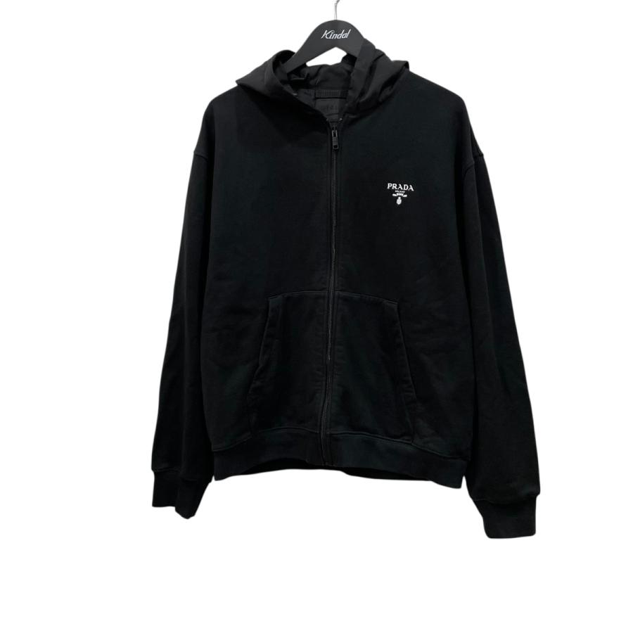 PRADA（プラダ） ワンポイント ロゴジップパーカー UJL186 ブラック