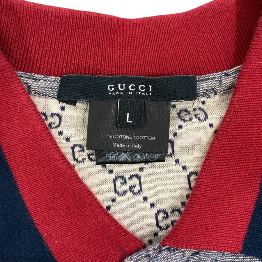 グッチ GUCCI ポロシャツ 161423 グレー×レッド サイズ：L 【公式通販】