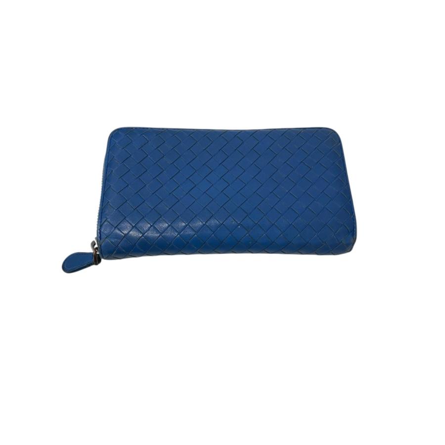 【美品】ボッテガヴェネタ イントレチャート 長財布 ブラック×ブルー 箱付き BOTTEGA VENETA（ボッテガ・ヴェネタ） イントレチャート 長財布