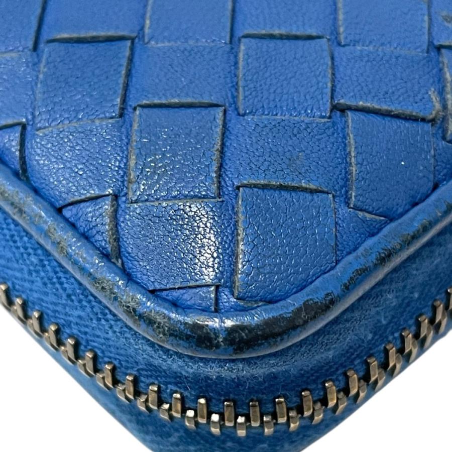 【美品】ボッテガヴェネタ イントレチャート 長財布 ブラック×ブルー 箱付き BOTTEGA VENETA（ボッテガ・ヴェネタ） イントレチャート 長財布