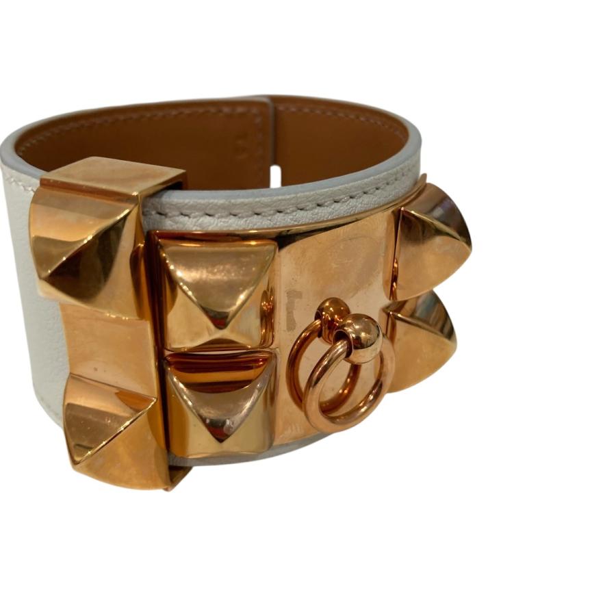 エルメス HERMES コリエドシアン ブレスレット A刻印 ゴールド×ホワイトの画像