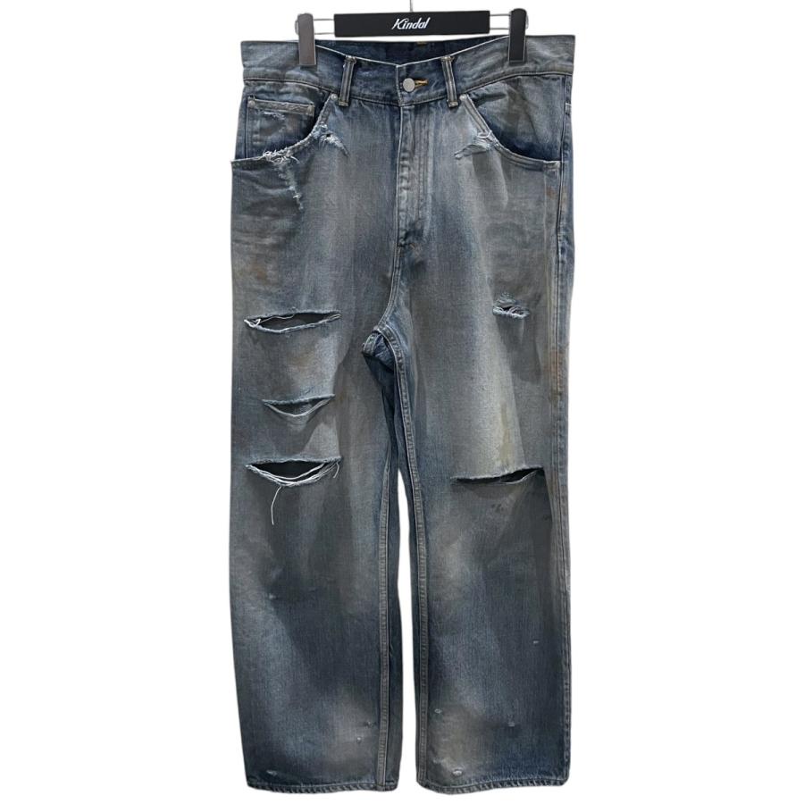 ANCELLM 24SS 加工デニムパンツ CRASH SELVEDGE DENIM STRAIGHT 5P 