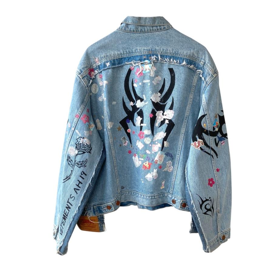 ヴェトモン VETEMENTS 18AW Tribal Sticker Oversize Denim Jacket 