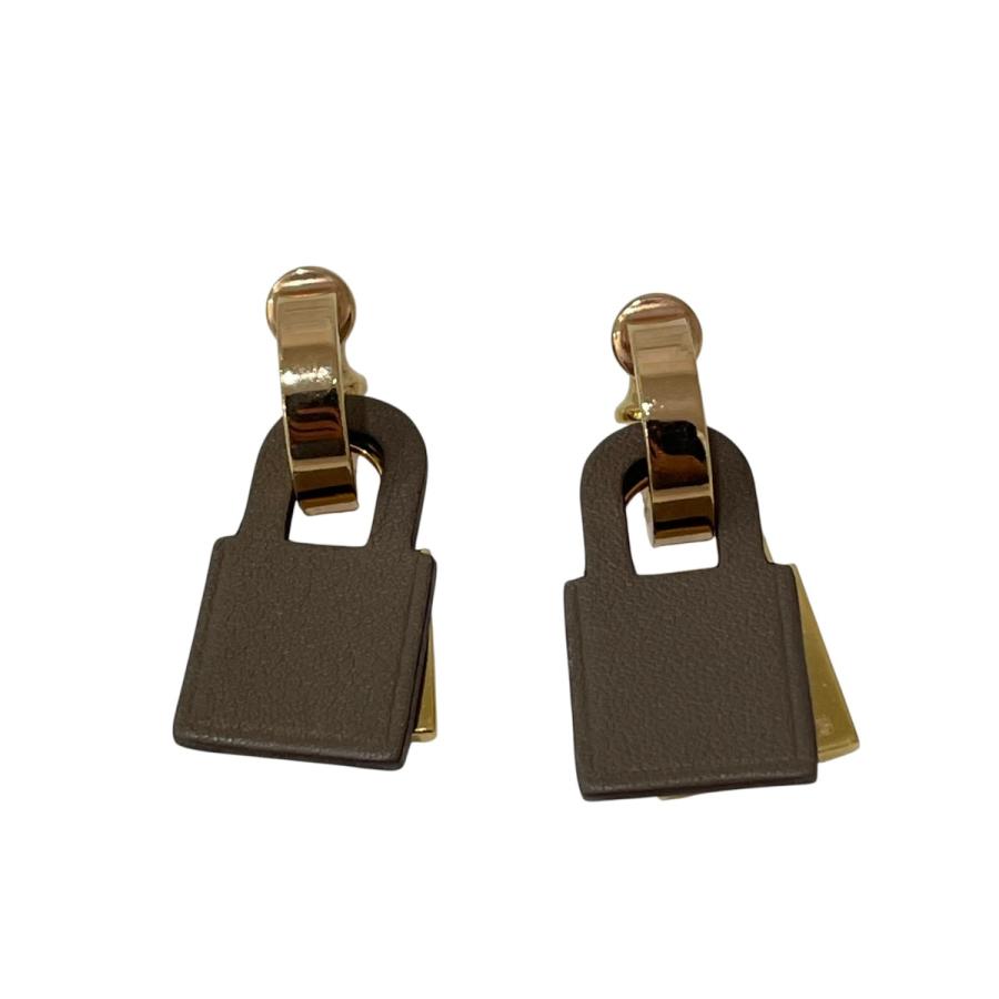 HERMES ゴールドピアス(両耳) HERMES（エルメス） ピアス ゴールド×ブラウン : カインドオルYahoo!店