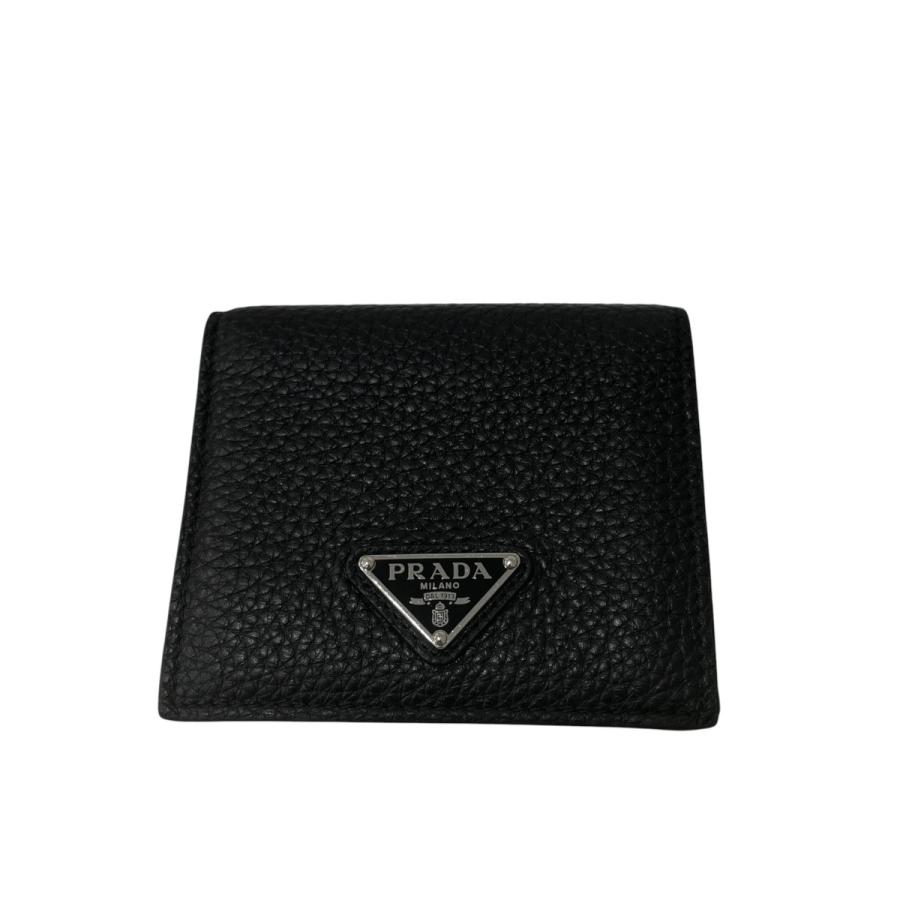 PRADA 二つ折り財布　ブラック PRADA（プラダ） PRADA 2つ折り財布 ブラック×グリーン : カインドオル