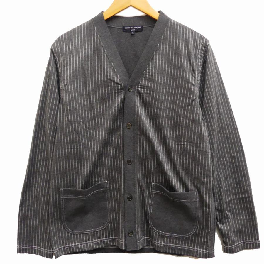 高級素材使用ブランド 19ss Homme Garcons Des 11月15日値下 Comme ストライプカーディガン 梅田クロス茶屋町店 サイズ L グレー カーディガン Venouziou Gr