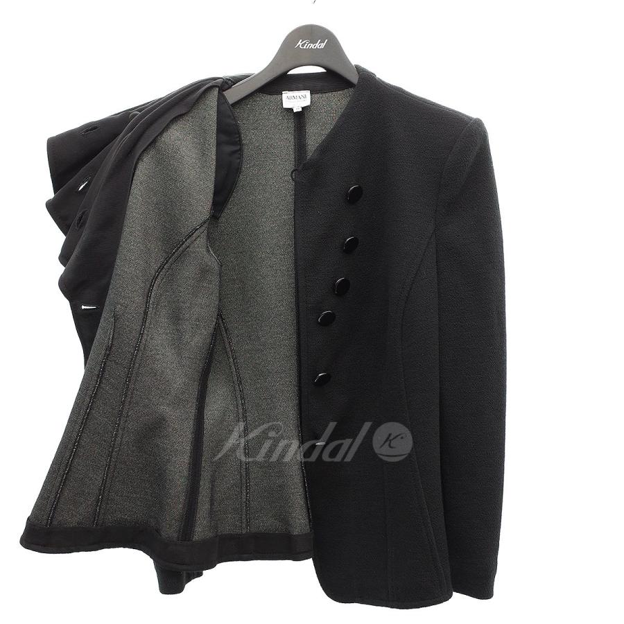 ARMANI COLLEZIONI デザインカラーニットジャケット ブラック