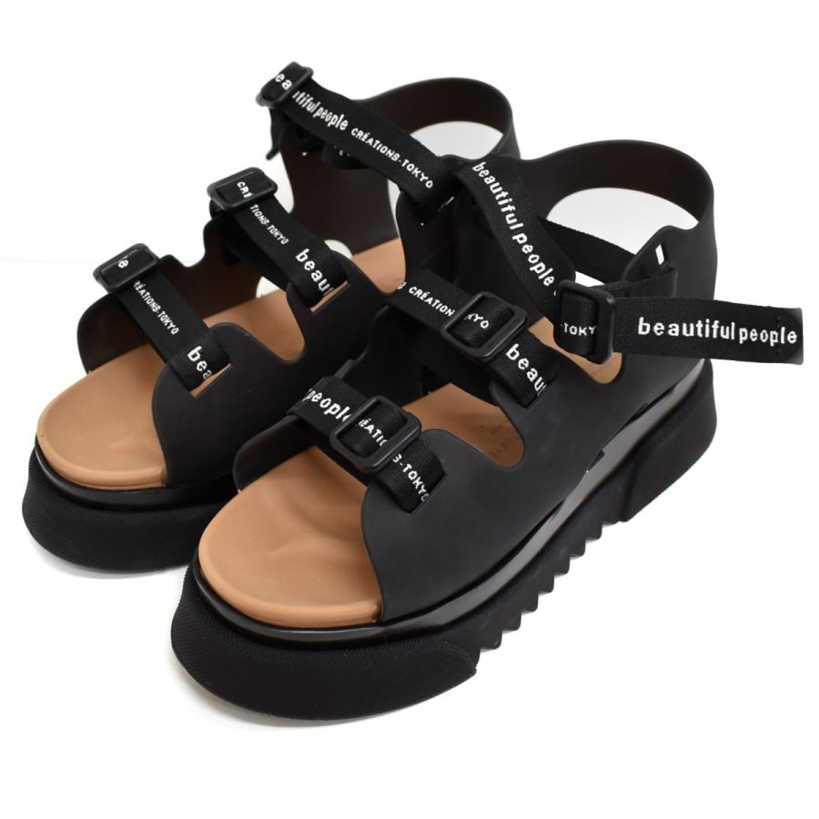 beautiful people × UNITED TOKYO クリアソールロゴテープサンダル  