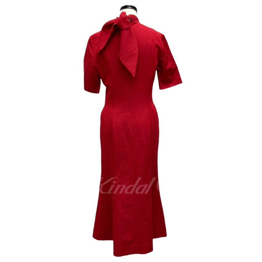 CLANE スカーフカラーワンピース SCARF COLLAR ONEPIECE レッド サイズ  