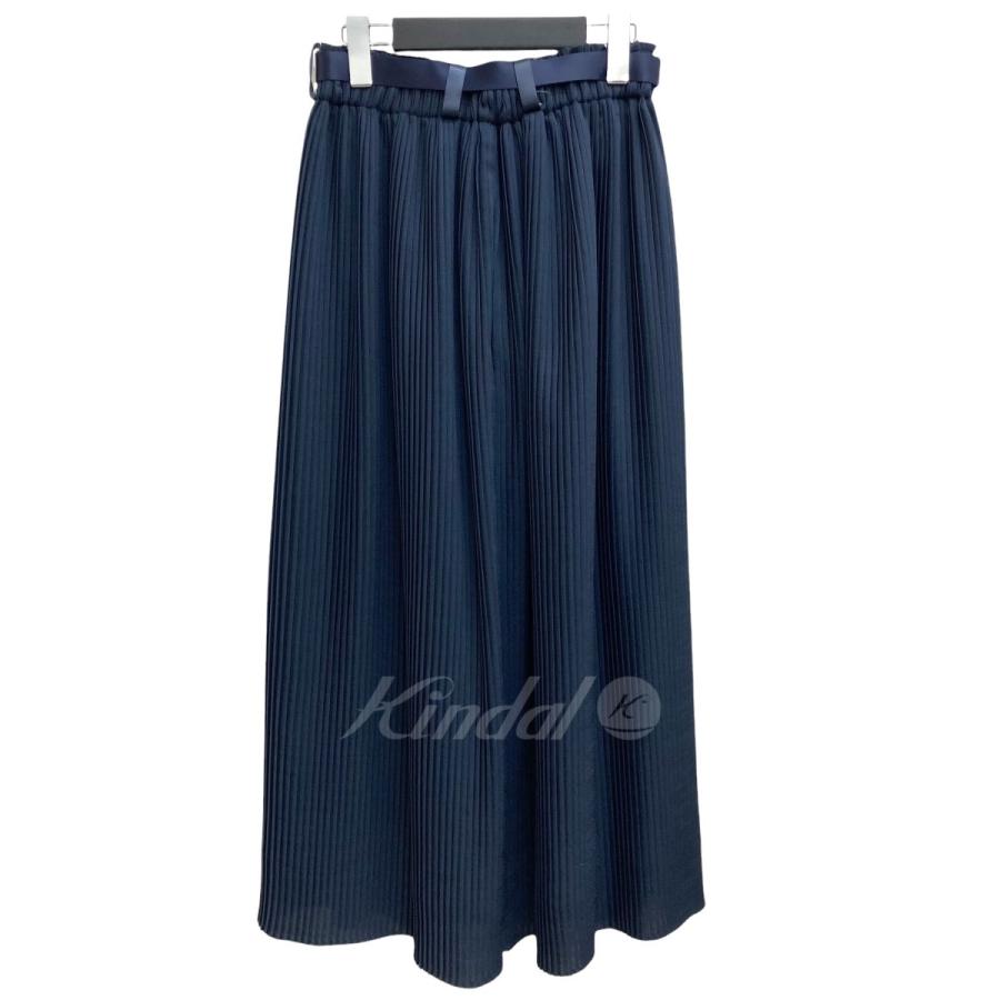 ハイク　プリーツスカート　2 HYKE 21SS SHARK SKIN PLEATED SKIRT プリーツスカート ネイビー