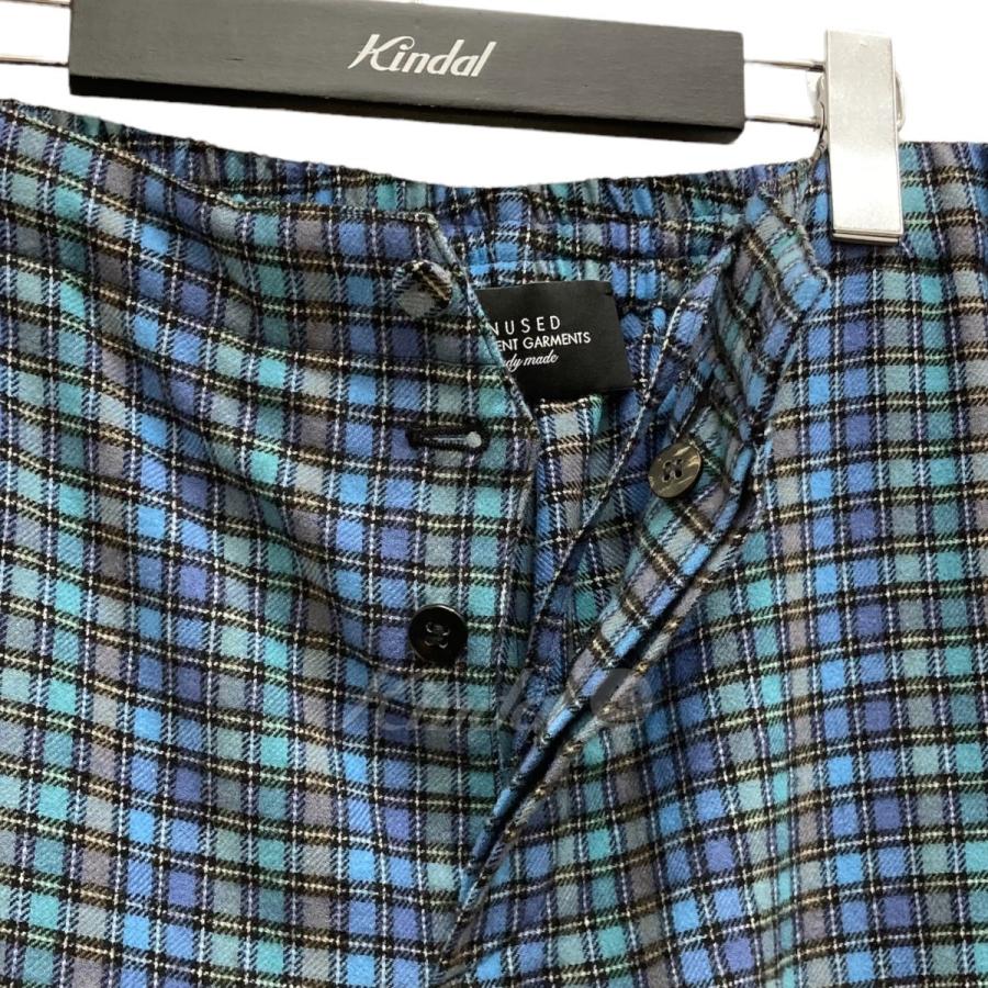 UNUSED flannel check pants チェックイージーパンツ UW0988 ブルー 