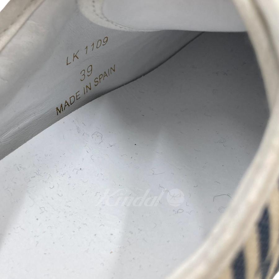 CELINE ストライプキャンバススニーカー ホワイト×ブルー サイズ：39 