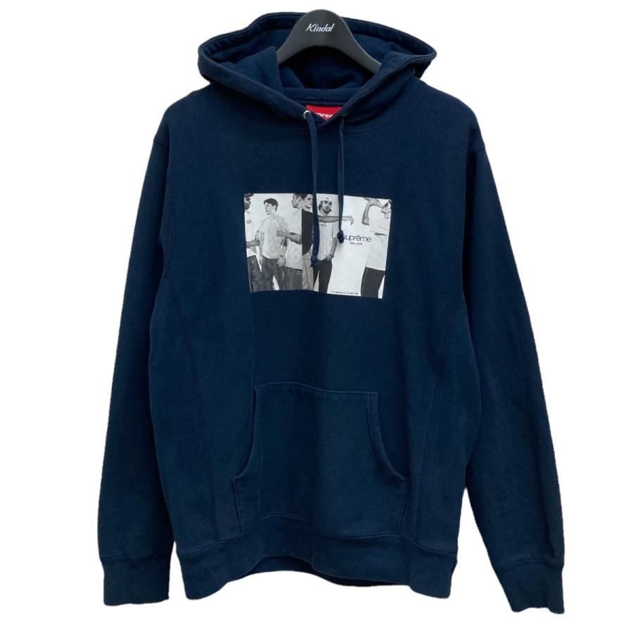 SUPREME 19SS Clqassic Ad Hooded Sweatshirt パーカー ネイビー  