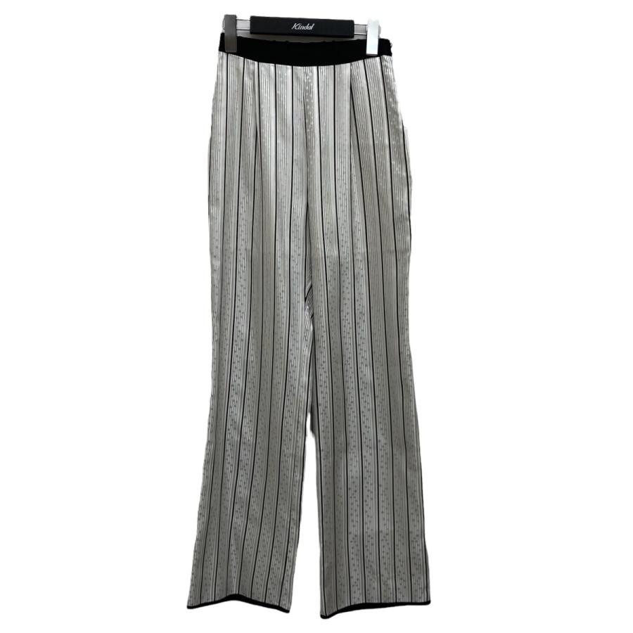 値下げ】mame kurogouchi 21AW Floral Stripe Silk Jacquard Trousers