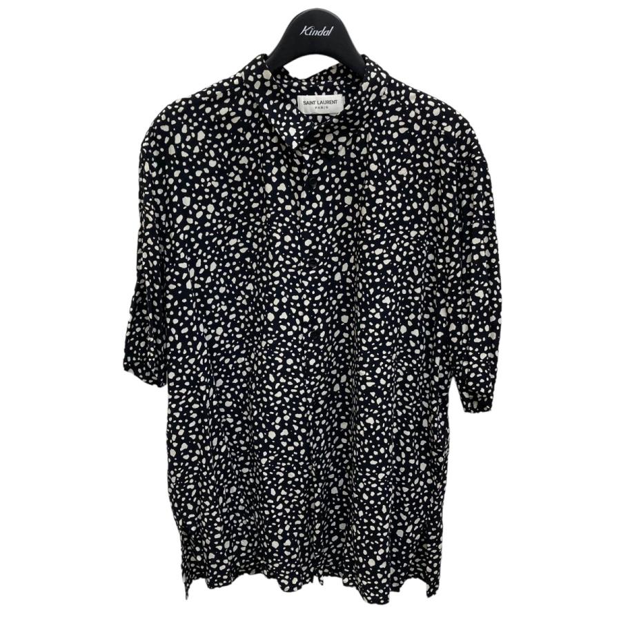 値下げ】SAINT LAURENT PARIS 総柄半袖シャツ ブラック サイズ：38  