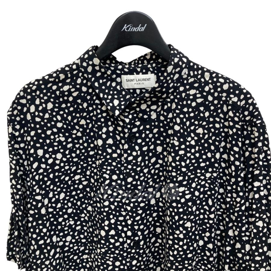 値下げ】SAINT LAURENT PARIS 総柄半袖シャツ ブラック サイズ：38  