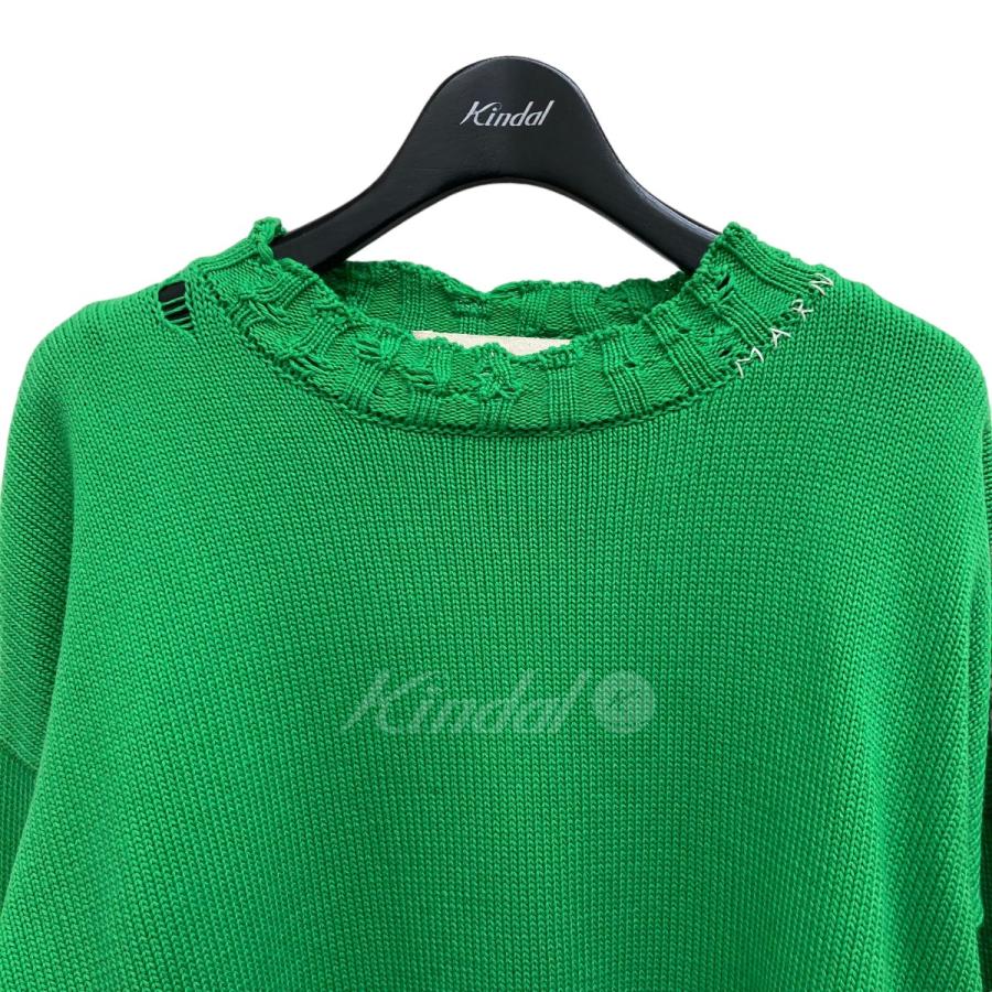 値下げ】MARNI 22AW ダメージ加工コットンニット クルーネックニット 