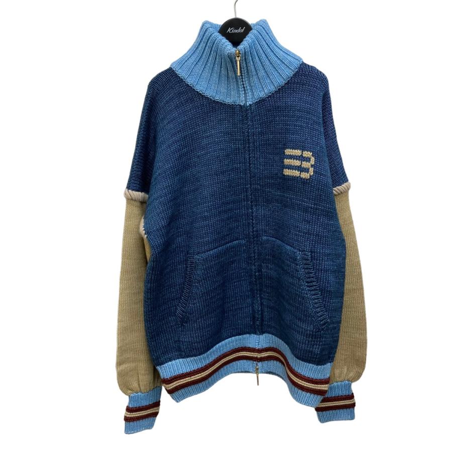 値下げ】NAMESAKE VICTORY ZIP BOMBER ジップアップニット ブルー 