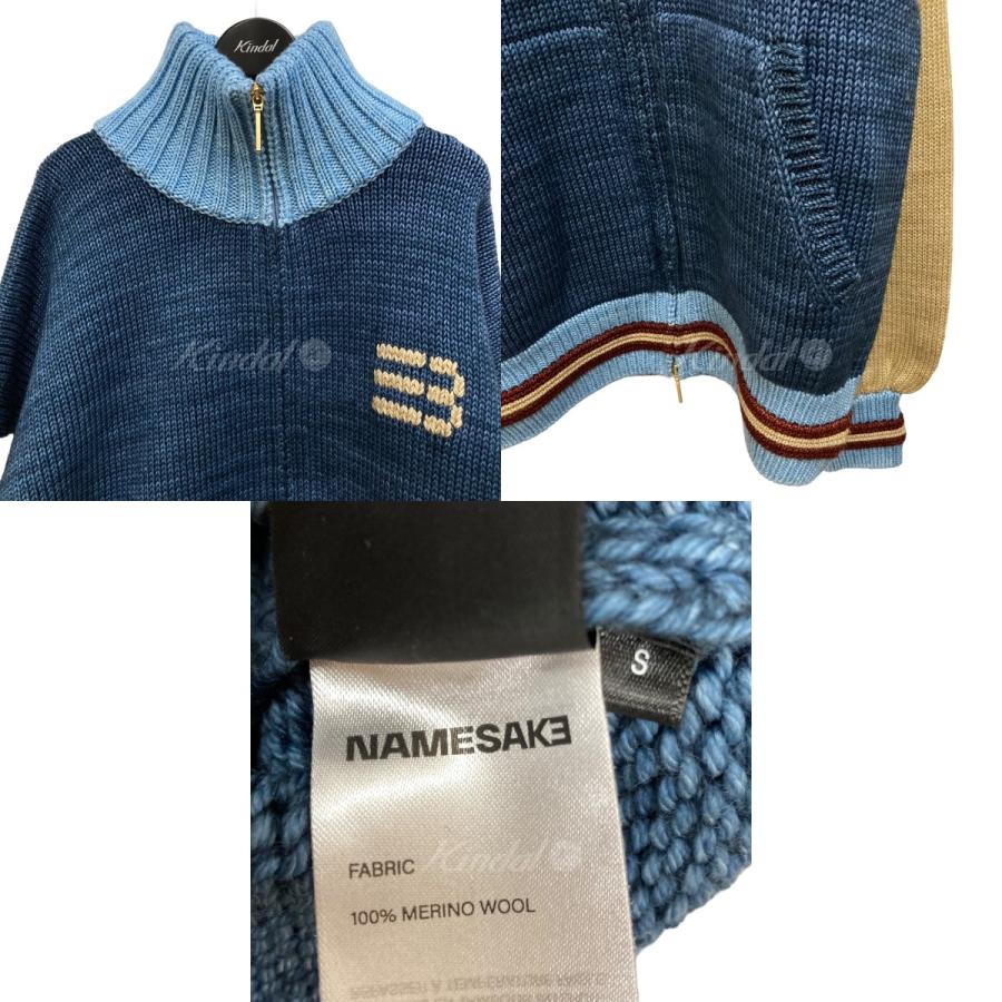 値下げ】NAMESAKE VICTORY ZIP BOMBER ジップアップニット ブルー 