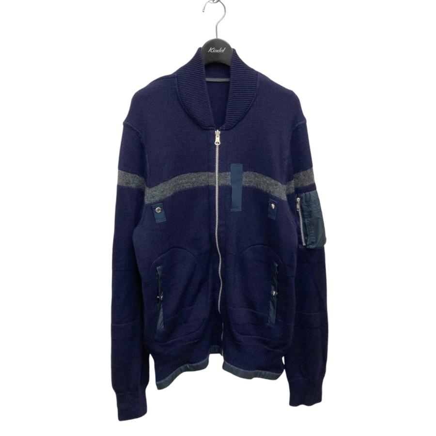 サカイ sacai ミドルゲージ ラインデザイン ジップアップ ニット 