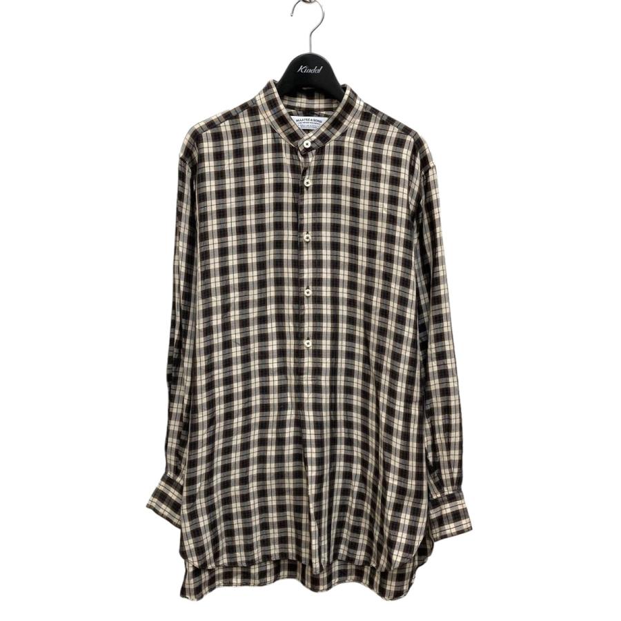 マーティー 【値下げ】MAATEE＆SONS ノーカラーシルクチェックシャツ 