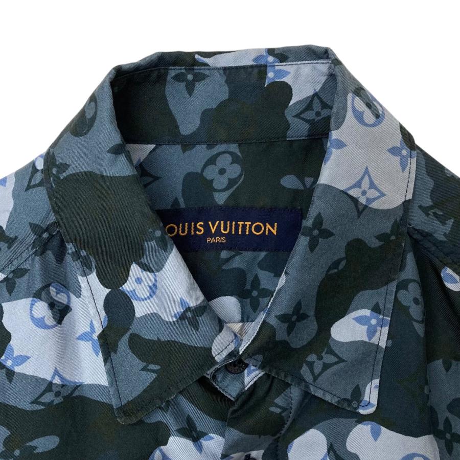 LOUIS VUITTON ルイヴィトン 総柄 長袖シャツ VCCM07 グレー×ネイビー 