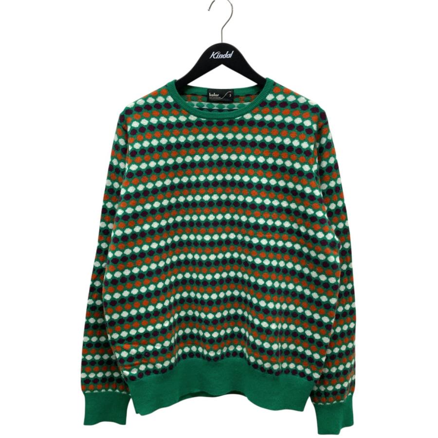 Color（カラー） 【値下げ】KOLOR 24AW カシミヤドット柄ニット クルー