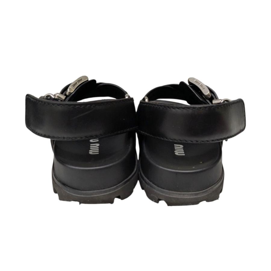 miu ミュウミュウ MIU Smooth Leather Flat Sandals レザーサンダル  