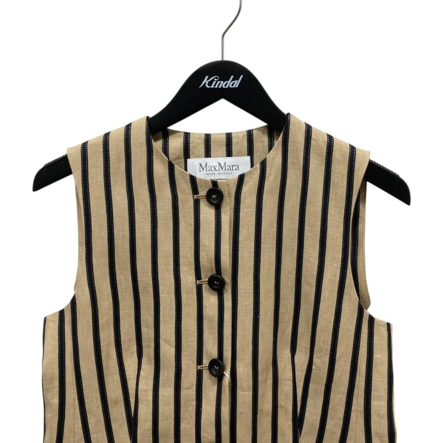 マックスマーラ MaxMara RODEO リネンコットン ストライプジレ