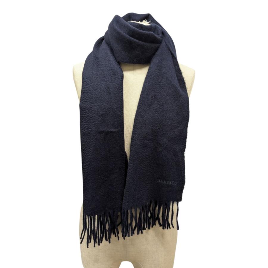 HERMES（エルメス） 【値下げ】HERMES マフラー ネイビー (EC