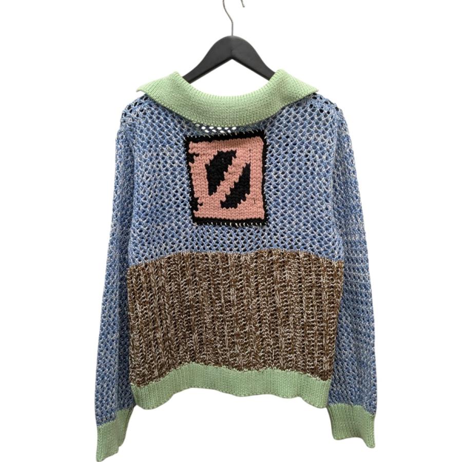 アンリアレイジオム anrealage homme HAND KNIT WAPPEN SOCCER SHIRTS セーター ブルー×ブラウン サイズ：_1