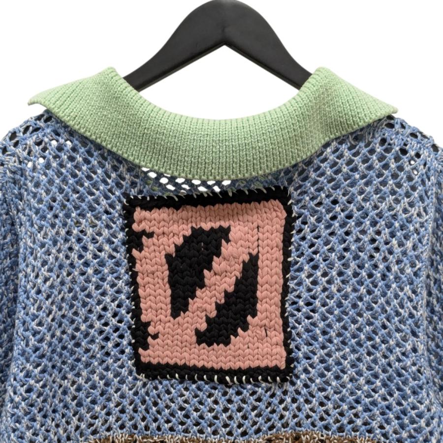 アンリアレイジオム anrealage homme HAND KNIT WAPPEN SOCCER SHIRTS セーター ブルー×ブラウン サイズ：_3