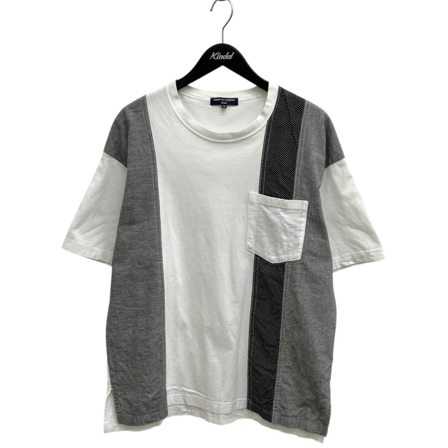 16SS COMME des GARCONS コムデギャルソン 総柄 切替 Tシャツ カットソー 半袖 GQ-T014 サイズXS ホワイト/ネイビー/グレー レディース 古着 中古 USED COMME des GARCONS SHIRT コムデギャルソンシャツ 16SS 切替ストライプ