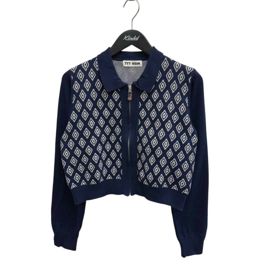 TTT MSW ネイビー ダイヤモンド模様 ジップアップ ティーモダンストリートウエア TTT MSW Diamond Knit Polo ジップ