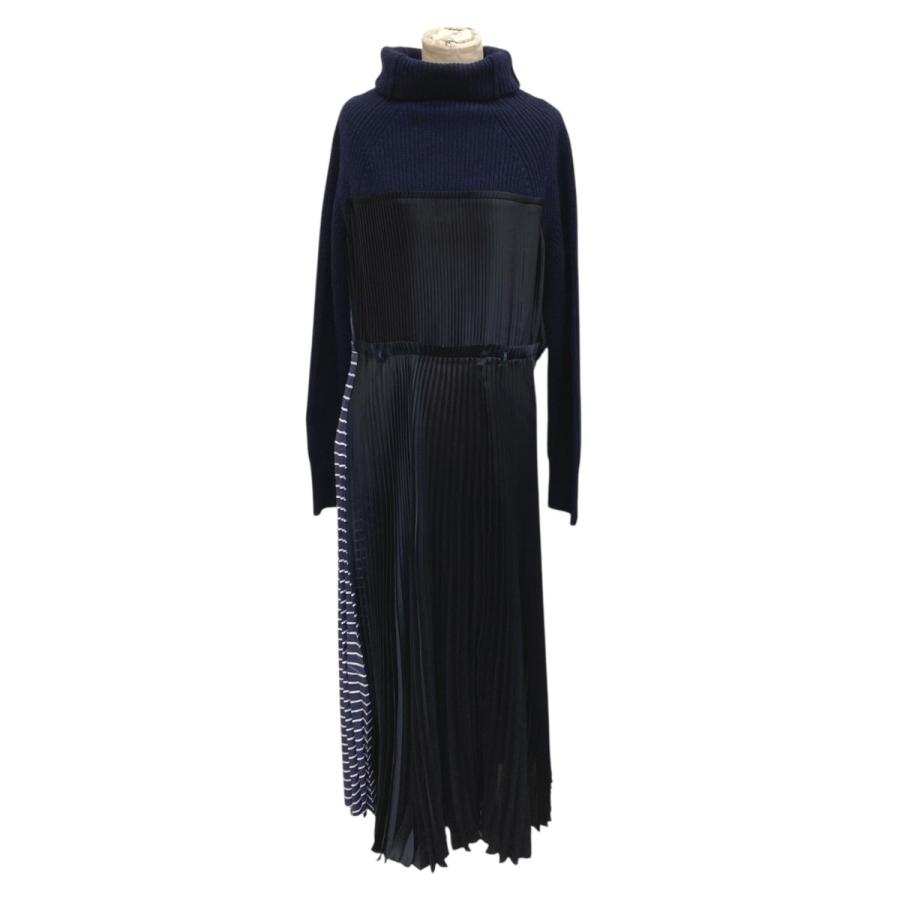 sacai（サカイ） 【値下げ】sacai ニットワンピース 20-05348 ネイビー