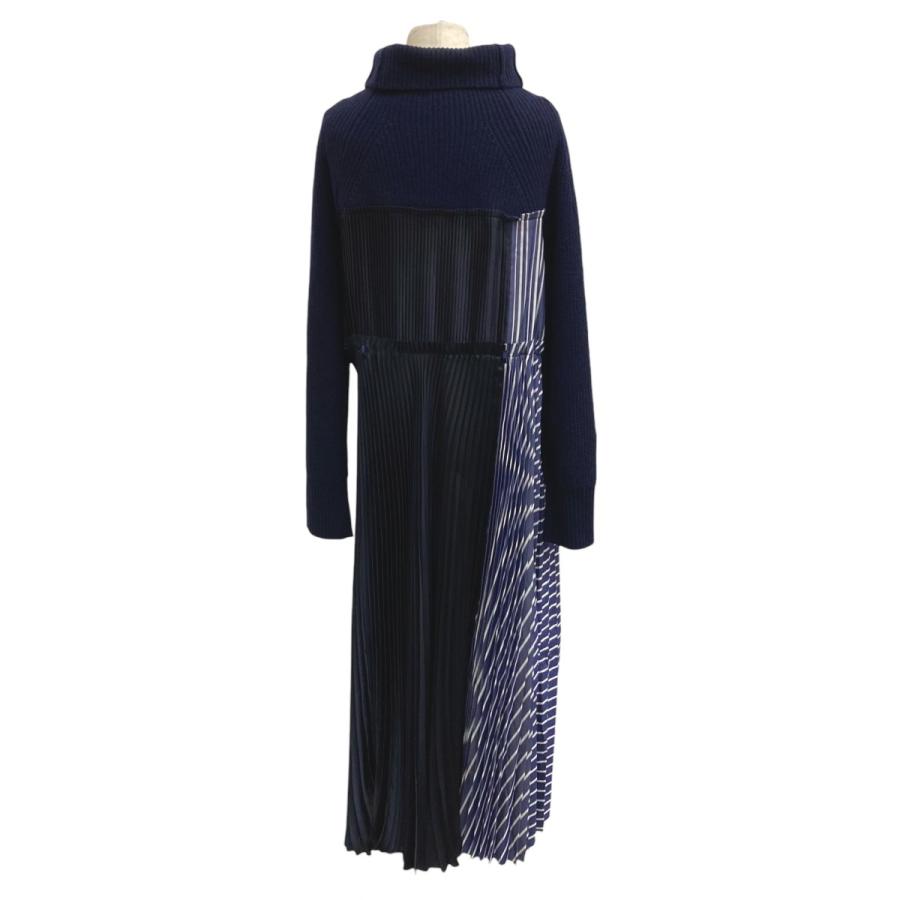 sacai（サカイ） 【値下げ】sacai ニットワンピース 20-05348 ネイビー