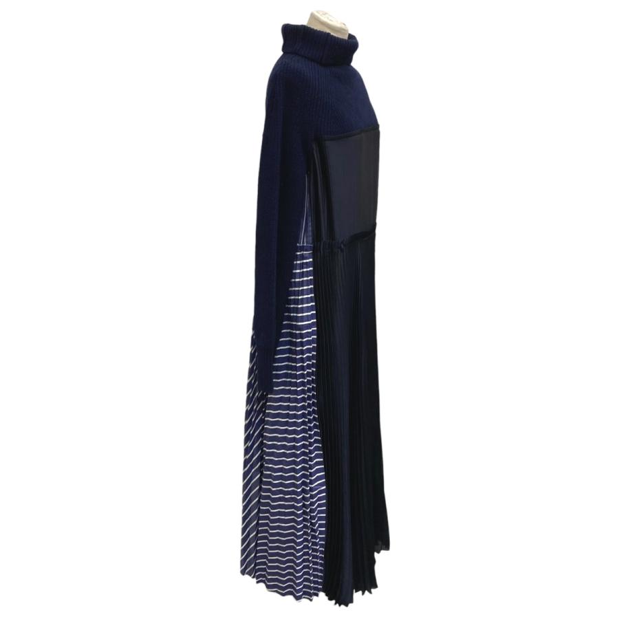 sacai（サカイ） 【値下げ】sacai ニットワンピース 20-05348 ネイビー
