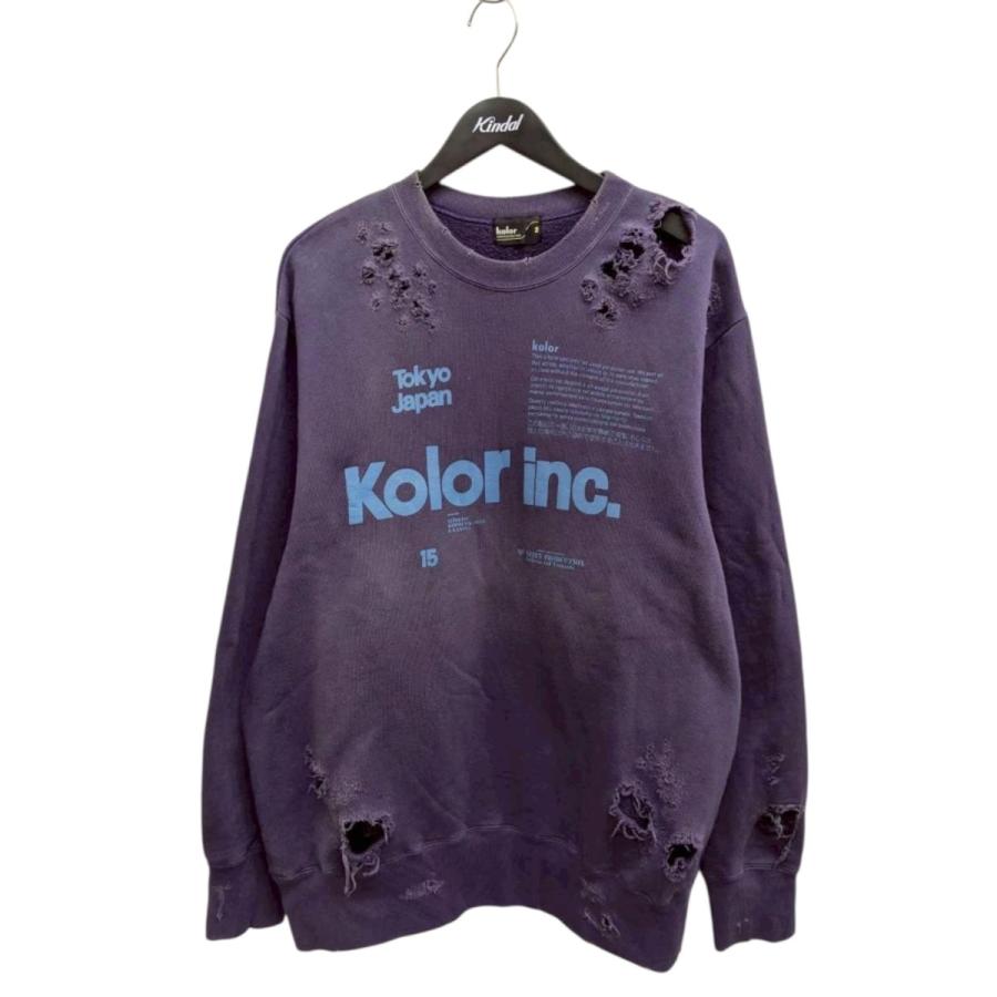 【24AW】kolor カラー アシンメトリースウェット ニット切り替え 黒 L Color（カラー） KOLOR 19AW コットン裏毛起毛 DAMAGE SWEAT