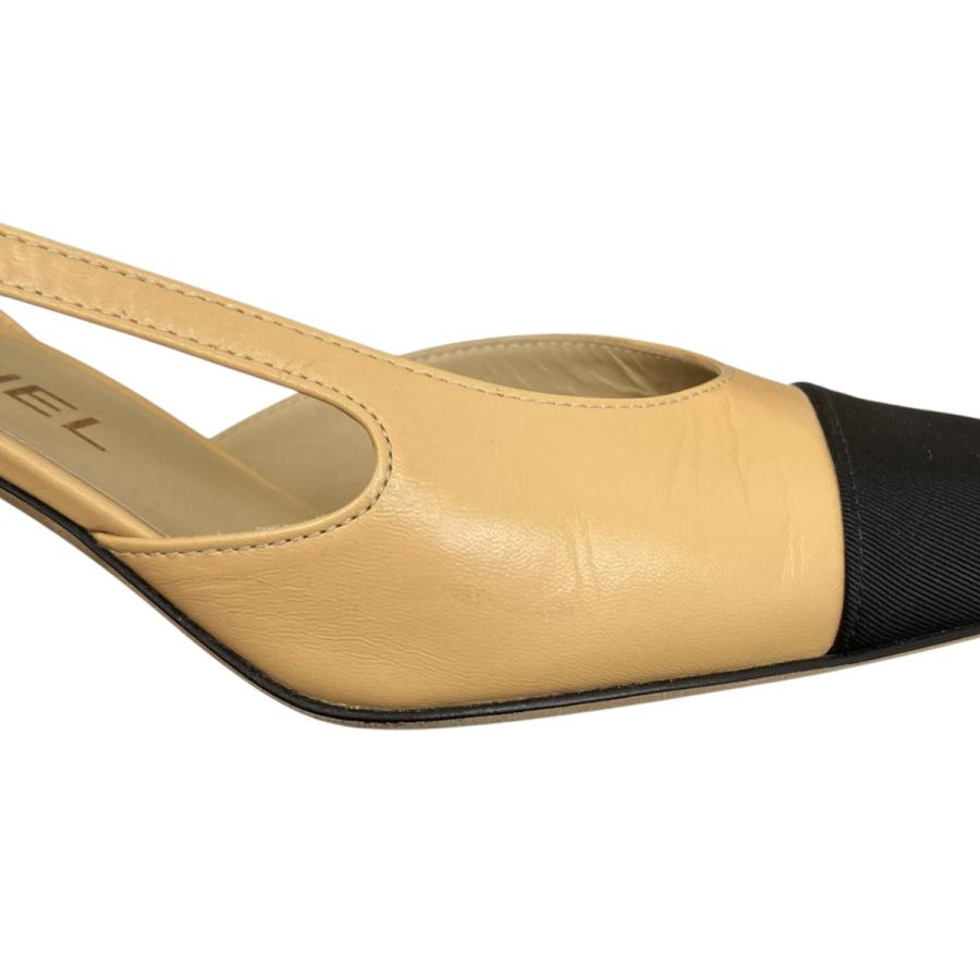 CHANEL（シャネル） ヒールパンプス ベージュ×ブラック サイズ：37 1/2