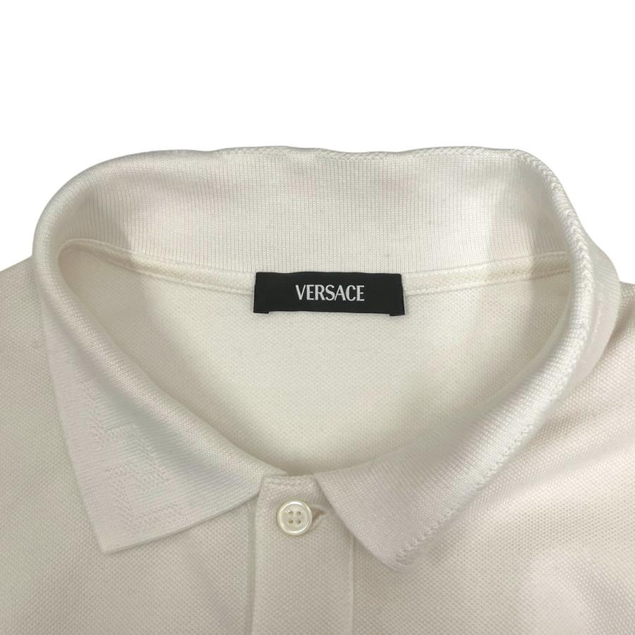ヴェルサーチ VERSACE 刺繍入り コットン ピケ ポロシャツ 1013906 1A15694 ホワイト×イエロー サイズ：L_3